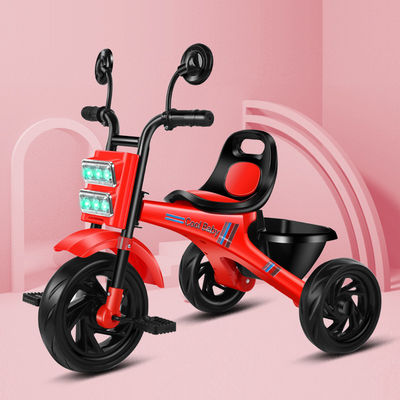 Red Steel Frame Child Tricycle With Coaster Brake 3 Wheel with music