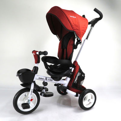 Boys Triple Wheel Bicycles Red With Steel Handlebar And Frame Baby Carriage