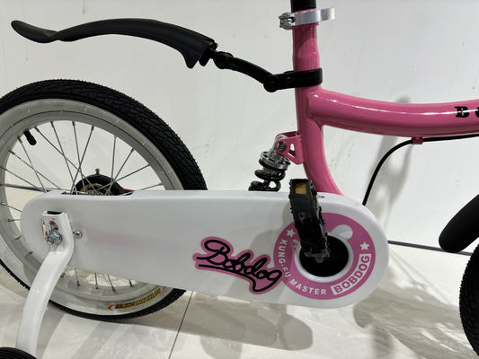 Pink 1 Speed Hard Carbon Steel Frame Childrens Training Wheel Bikes For Little Girls