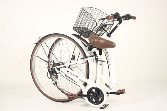 Lightweight Folding Road Bike With Aluminum Alloy Fork Material And 6 Speed In White